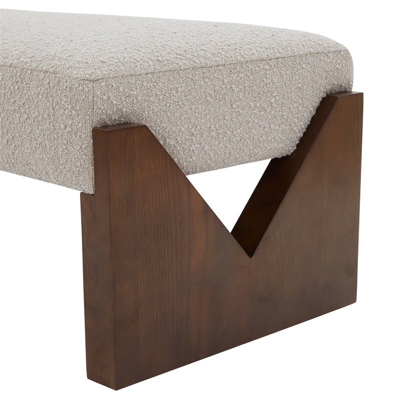 Safavieh Alayna Pine Wood  Bench in Oatmeal / Walnut