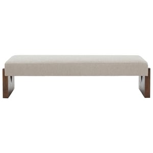 Safavieh Alayna Pine Wood  Bench in Oatmeal / Walnut