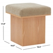 Safavieh Bourke Pine Wood and Velvet  Ottoman in Light Brown / Natural