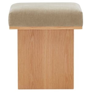 Safavieh Bourke Pine Wood and Velvet  Ottoman in Light Brown / Natural