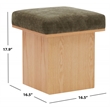 Safavieh Bourke Pine Wood and Velvet  Ottoman in Green / Natural