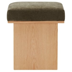 Safavieh Bourke Pine Wood and Velvet  Ottoman in Green / Natural