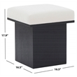Safavieh Bourke Pine Wood and Velvet Ottoman in Ivory / Black