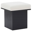 Safavieh Bourke Pine Wood and Velvet Ottoman in Ivory / Black