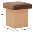 Safavieh Bourke Pine Wood and Velvet  Ottoman in Brown / Natural