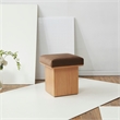 Safavieh Bourke Pine Wood and Velvet  Ottoman in Brown / Natural