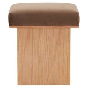 Safavieh Bourke Pine Wood and Velvet  Ottoman in Brown / Natural