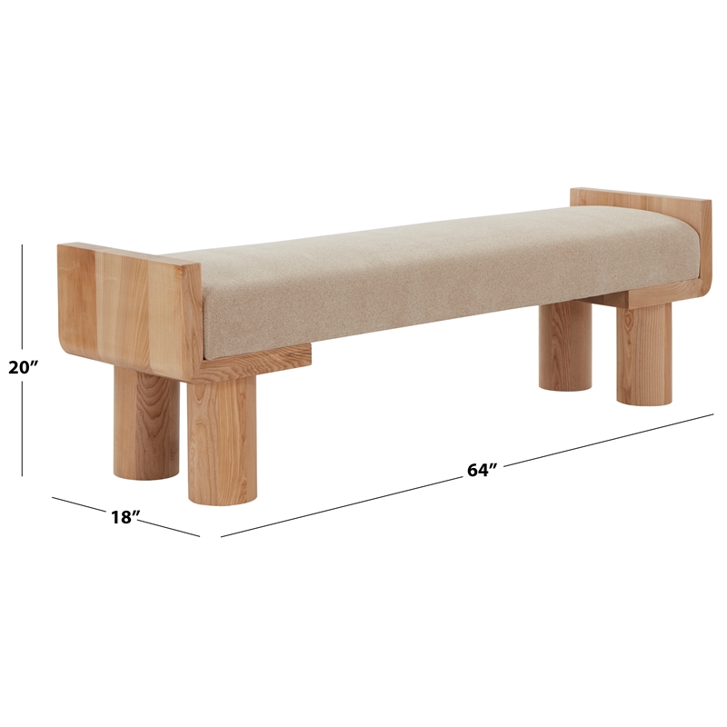 Safavieh Iryna Pine Wood Bench in Tan / Natural