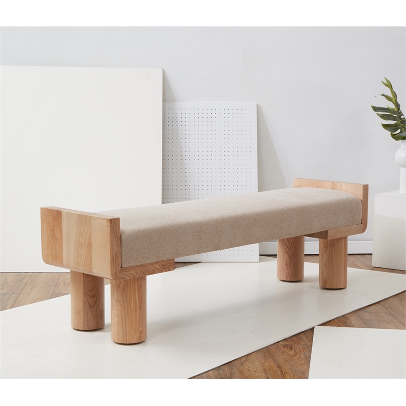 Safavieh Iryna Pine Wood Bench in Tan / Natural