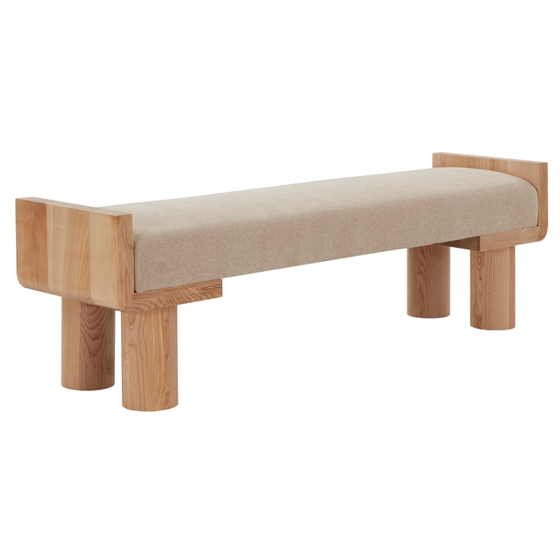 Safavieh Iryna Pine Wood Bench in Tan / Natural