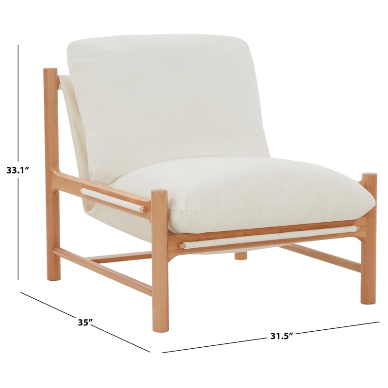 Safavieh Damalie Wood  Accent Chair in Ivory / Natural