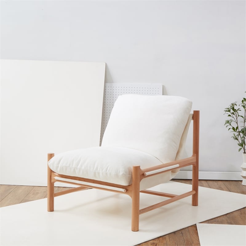 Safavieh Damalie Wood  Accent Chair in Ivory / Natural