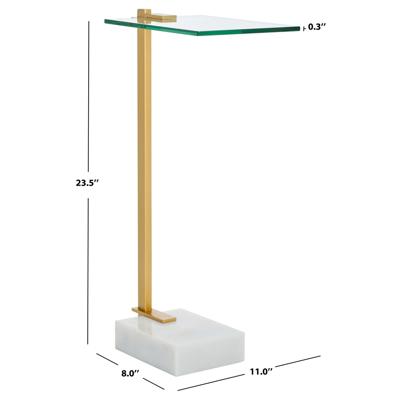 Safavieh Idris Iron  Drink Table in White / Gold