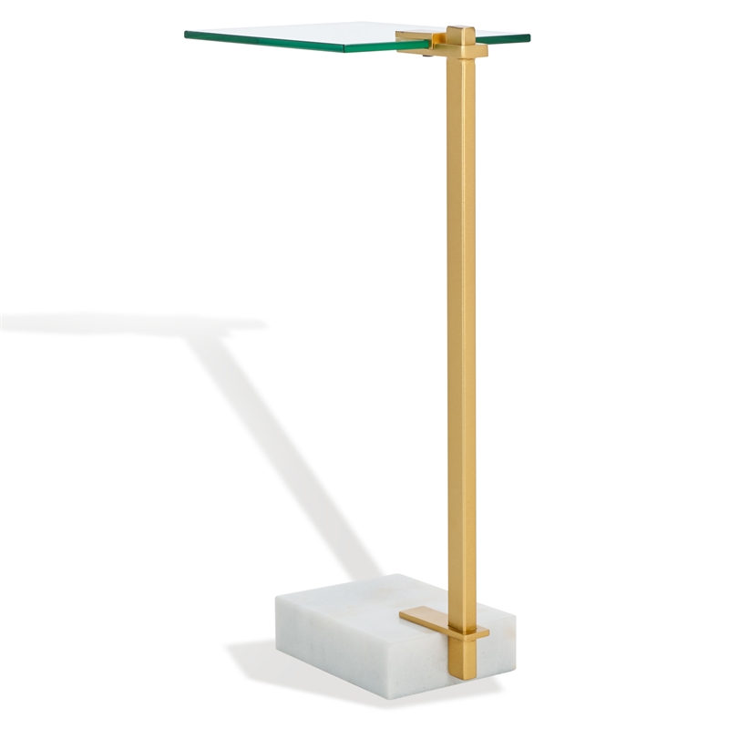 Safavieh Idris Iron  Drink Table in White / Gold