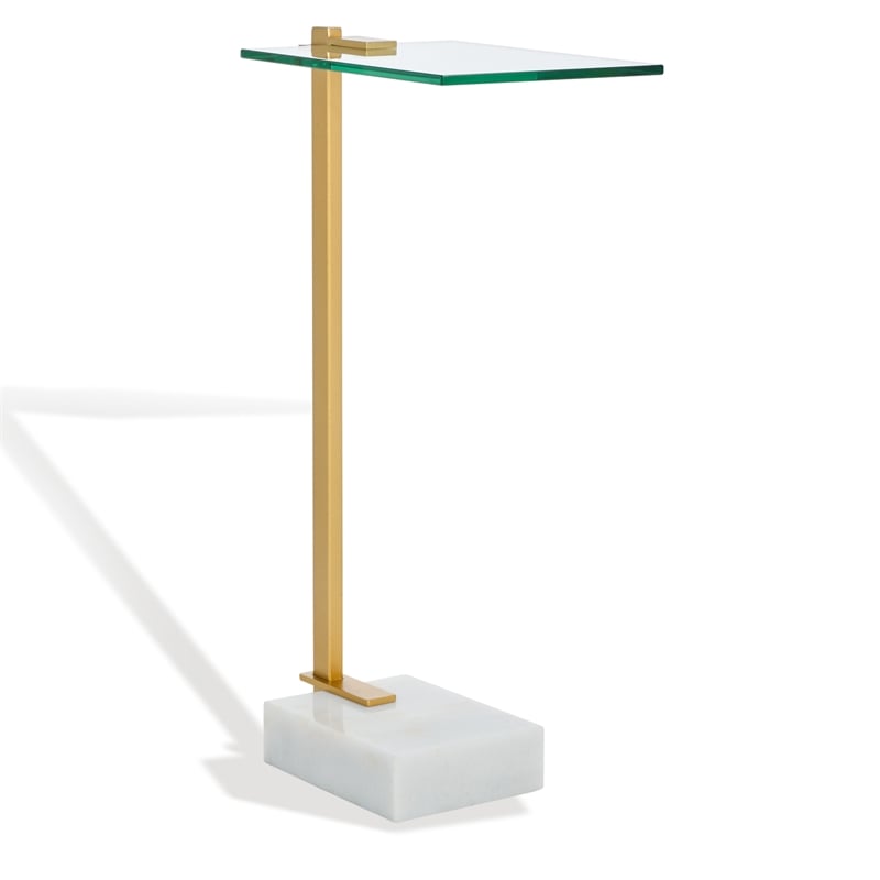 Safavieh Idris Iron  Drink Table in White / Gold