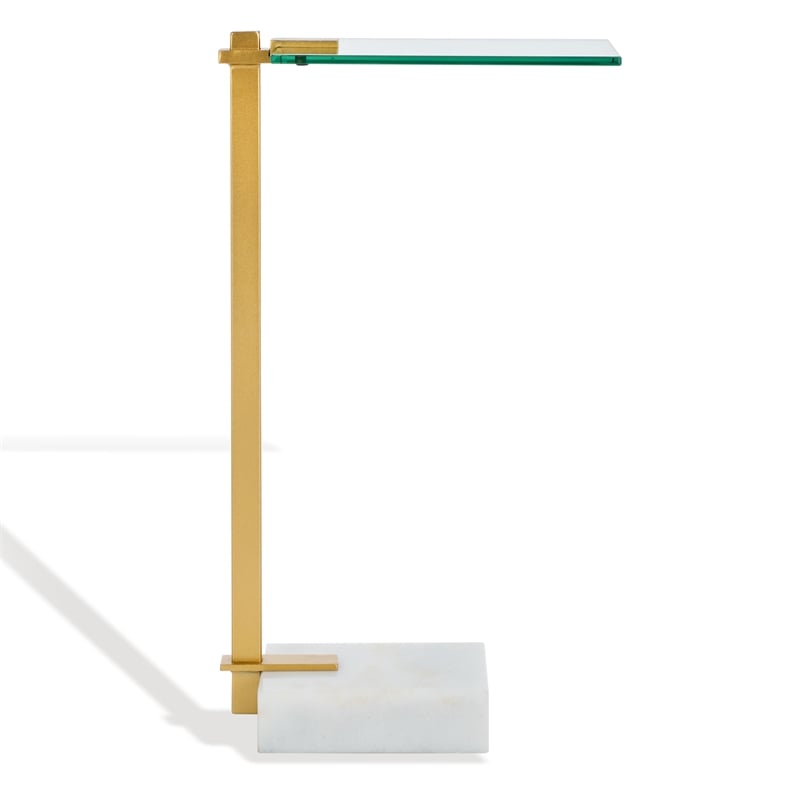 Safavieh Idris Iron  Drink Table in White / Gold