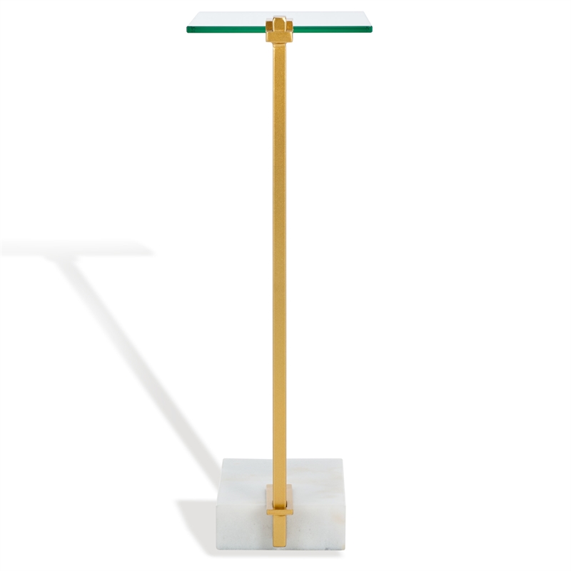 Safavieh Idris Iron  Drink Table in White / Gold