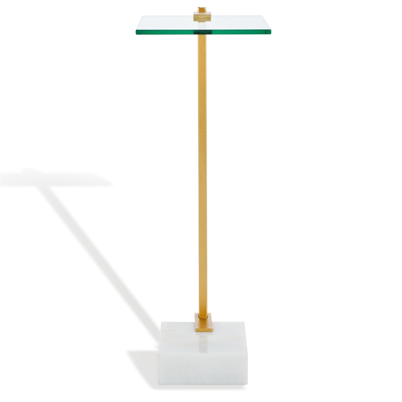 Safavieh Idris Iron  Drink Table in White / Gold
