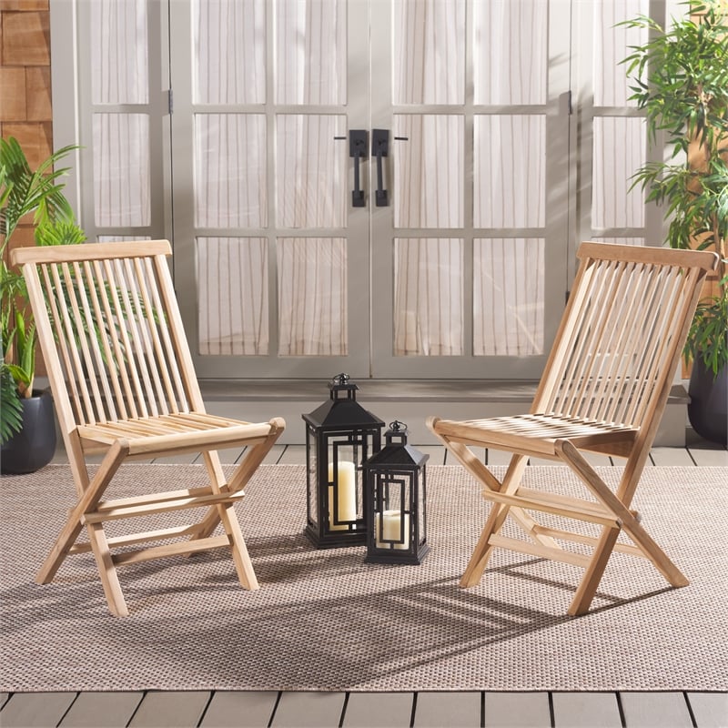 Safavieh Marcus Teak Wood   Folding Chair in Natural