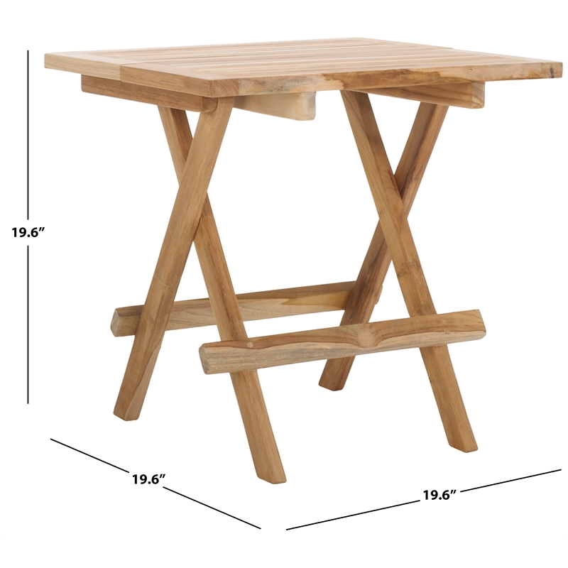Safavieh Saba Teak Wood Square Folding Table in Natural