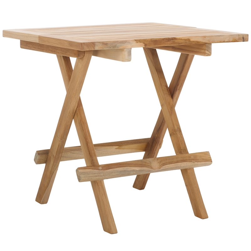 Safavieh Saba Teak Wood Square Folding Table in Natural