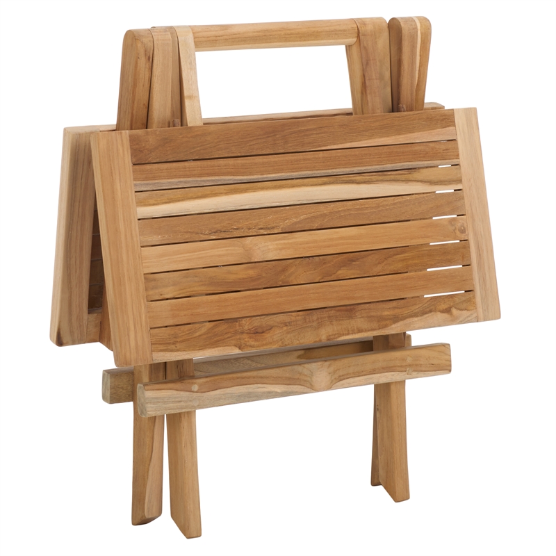 Safavieh Saba Teak Wood Square Folding Table in Natural