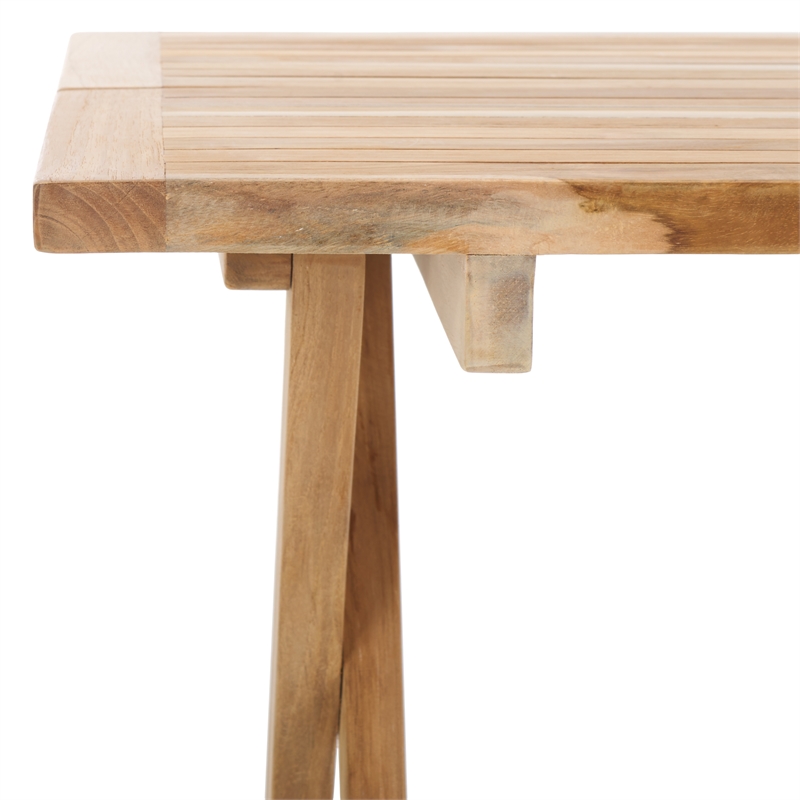 Safavieh Saba Teak Wood Square Folding Table in Natural