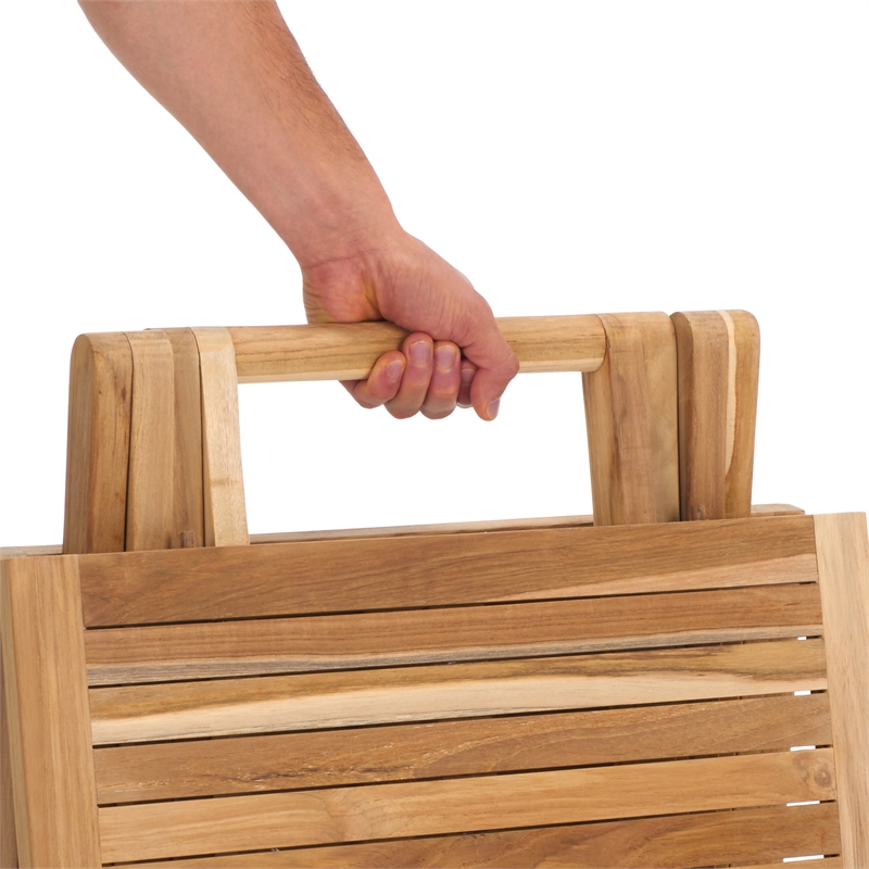 Safavieh Saba Teak Wood Square Folding Table in Natural