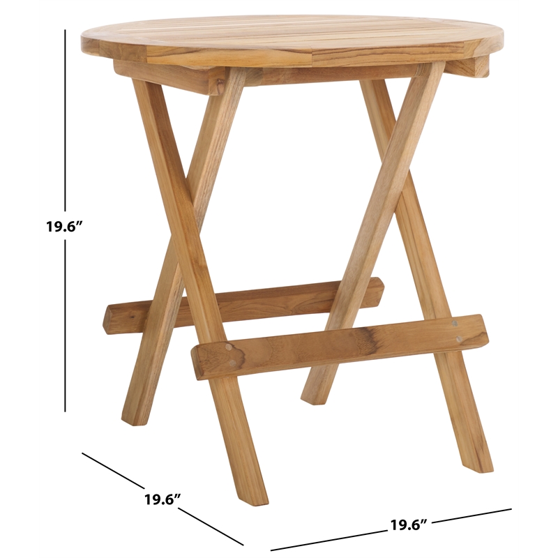 Safavieh Rory Teak Wood Round Folding Table in Natural