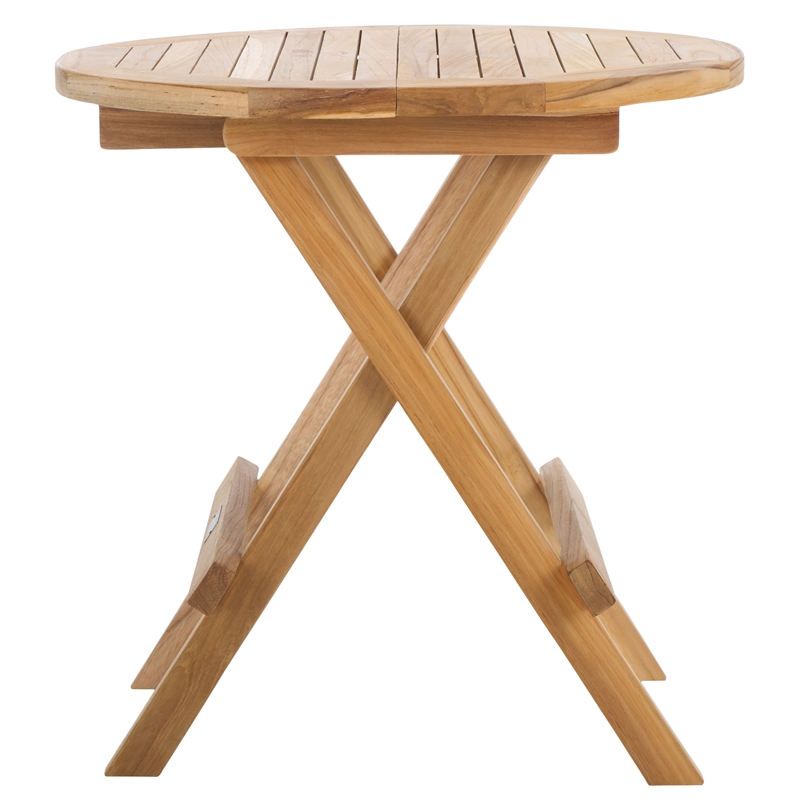 Safavieh Rory Teak Wood Round Folding Table in Natural