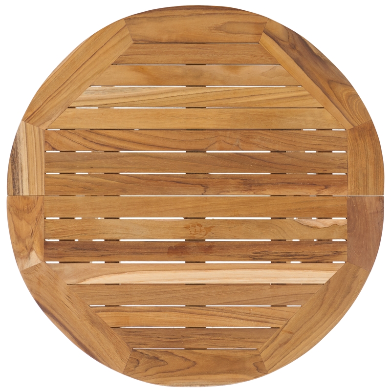 Safavieh Rory Teak Wood Round Folding Table in Natural