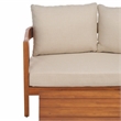 Safavieh Owen Teak Wood and Polyester Outdoor Bench and Table in Natural / Taupe