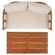 Safavieh Owen Teak Wood and Polyester Outdoor Bench and Table in Natural / Taupe