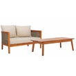 Safavieh Amanda Rattan and Polyester Outdoor Bench and Table in Natural / Taupe