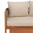 Safavieh Amanda Rattan and Polyester Outdoor Bench and Table in Natural / Taupe