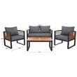 Safavieh Vesta Steel and Polyester Living Set in Black/Gray