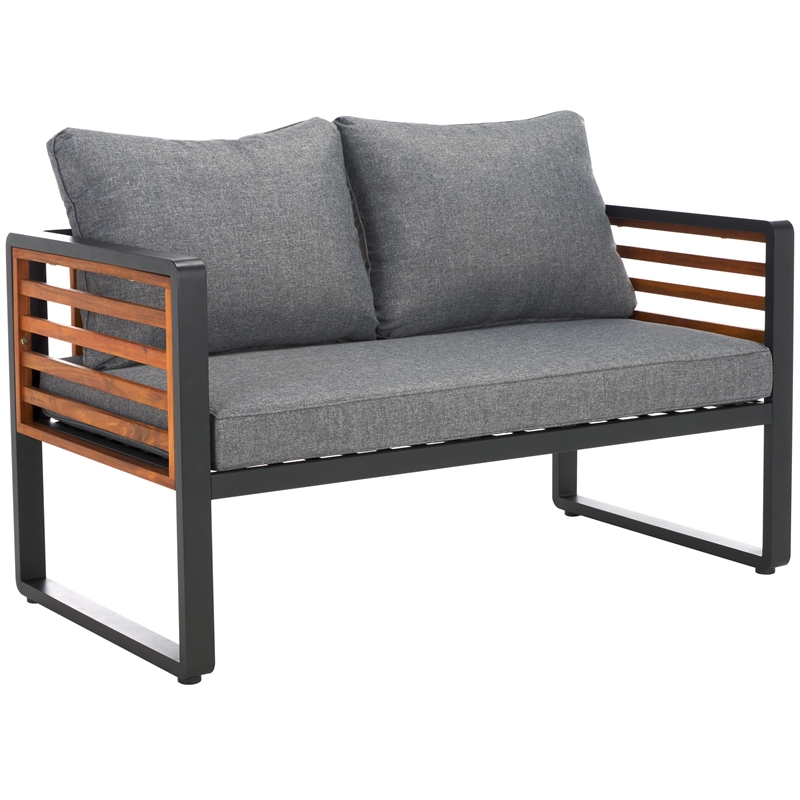 Safavieh Vesta Steel and Polyester Living Set in Black/Gray