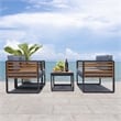 Safavieh Vesta Steel and Polyester Living Set in Black/Gray
