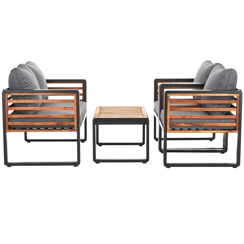 Safavieh Vesta Steel and Polyester Living Set in Black/Gray