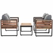 Safavieh Vesta Steel and Polyester Living Set in Black/Gray