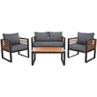 Safavieh Vesta Steel and Polyester Living Set in Black/Gray