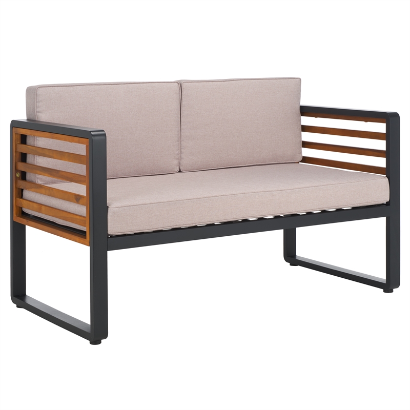 Safavieh Vesta Steel  and Polyester Living Set in Black / Light Gray