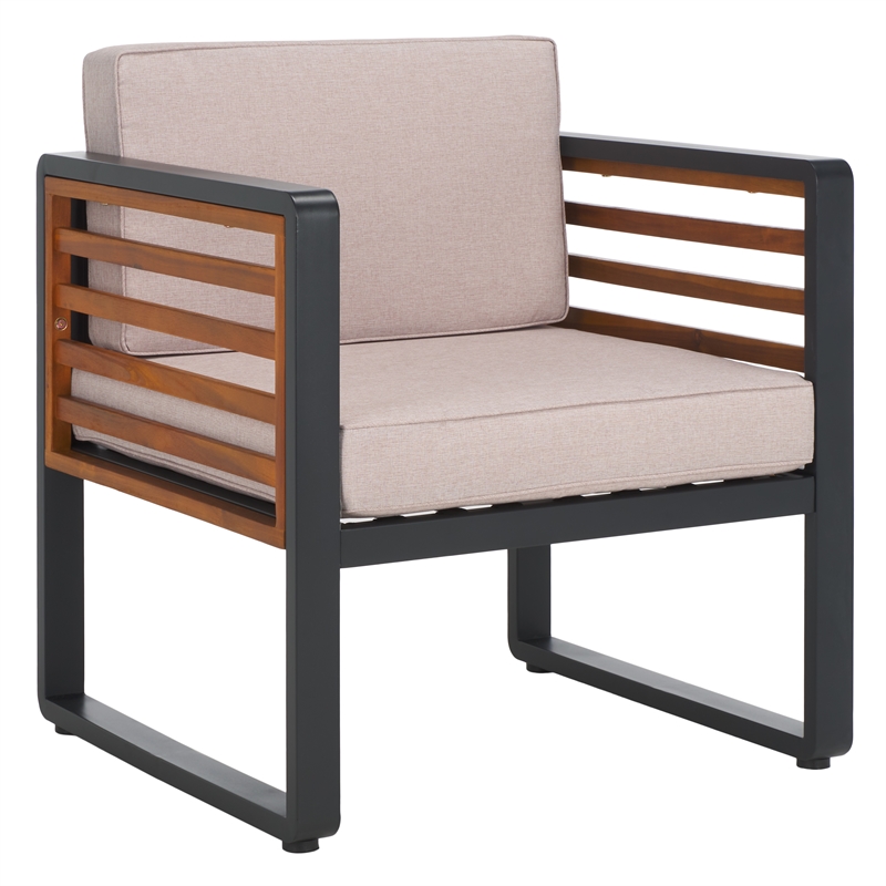 Safavieh Vesta Steel  and Polyester Living Set in Black / Light Gray