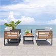 Safavieh Vesta Steel  and Polyester Living Set in Black / Light Gray