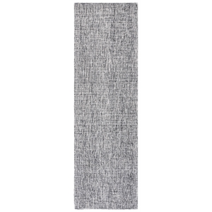 Safavieh Abstract 2'-3&quot x 12'-0&quot Wool Hand Tufted Rug in Black / Ivory