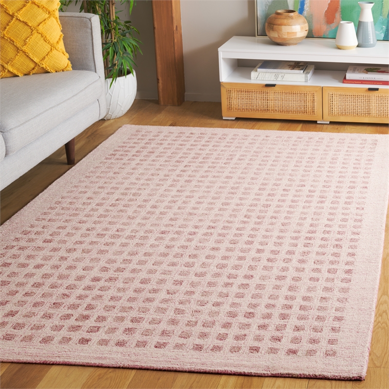 Safavieh Abstract 6' X 6' Square Wool Hand Tufted Rug in Pink
