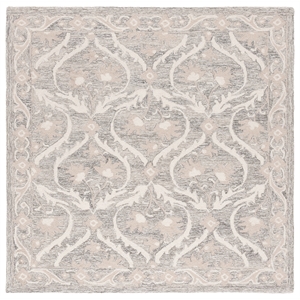 Safavieh Blossom 6' X 6' Square Wool Hand Tufted Rug in Gray / Ivory