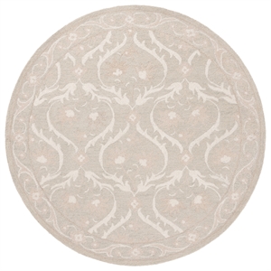 Safavieh Blossom 6' X 6' Round Wool Hand Tufted Rug in Light Gray / Ivory