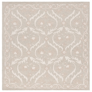 Safavieh Blossom 6' X 6' Square Wool Hand Tufted Rug in Light Gray / Ivory