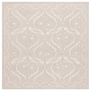 Safavieh Blossom 6' X 6' Square Wool Hand Tufted Rug in Silver / Ivory